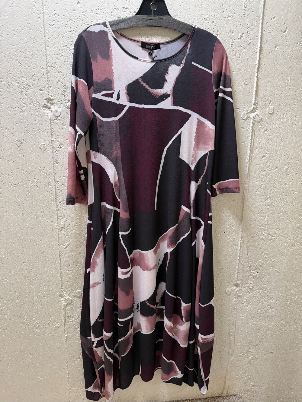 Abstract Midi Dress - Multi Color Lightweight Knit